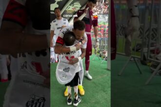 Encontro tocante: Neymar e Pequeno Gui compartilham abraço antes de jogo do Santos