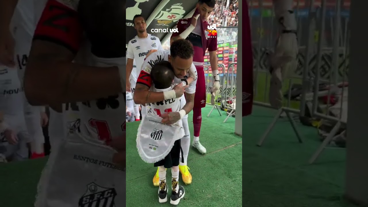 Encontro tocante: Neymar e Pequeno Gui compartilham abraço antes de jogo do Santos