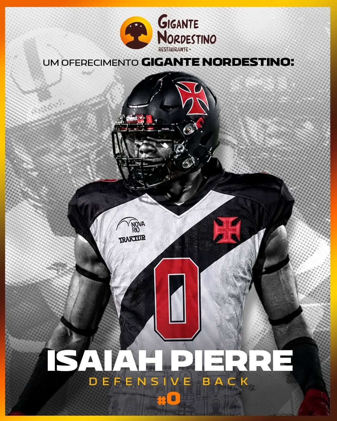 Experiência internacional de Isaiah Pierre reforça Vasco Almirantes no futebol americano