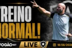 Franclim Carvalho mantém rotina no Botafogo sob olhar atento de Gabriel de Alba