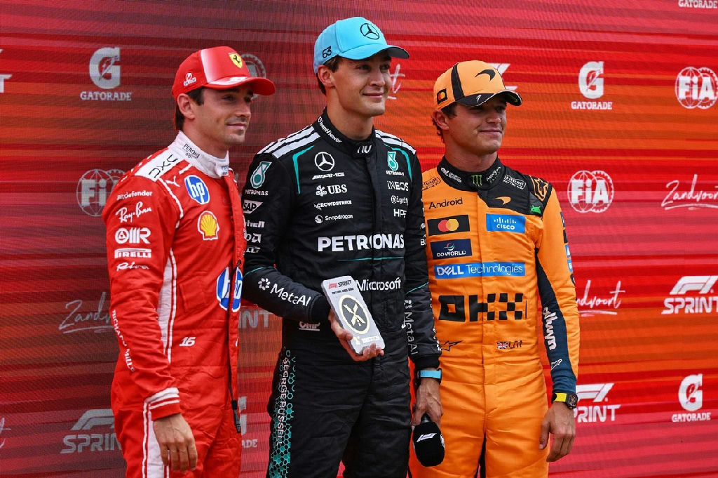 George Russell domina sprint em Zandvoort enquanto Leclerc supera Norris