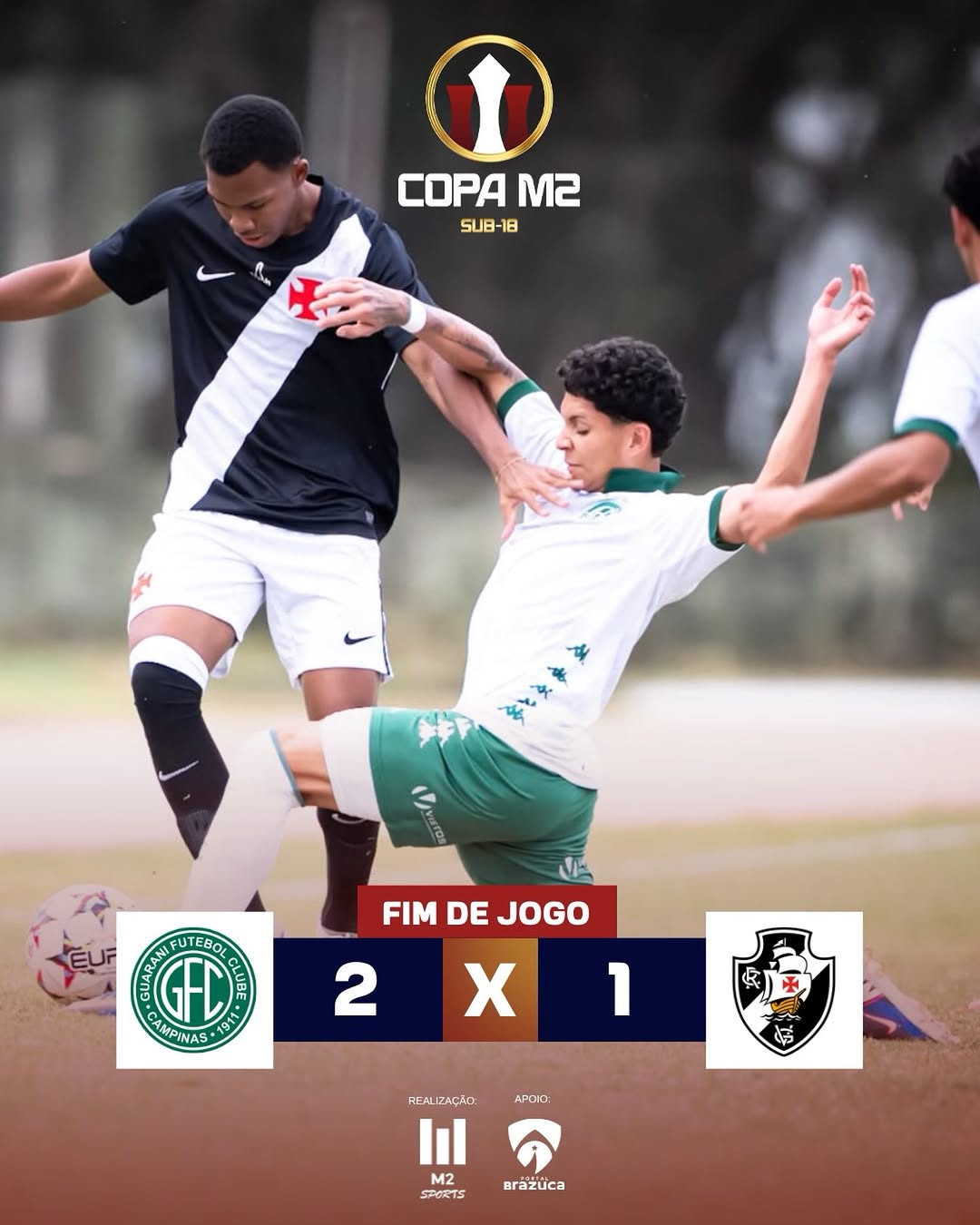 Guarani supera Vasco e mantém invencibilidade na Copa M2 sub-18