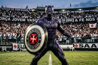 Inteligência artificial conecta clubes brasileiros a super-heróis, com o Vasco representado pelo Pantera Negra