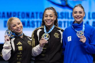Lorrane Oliveira e Caio Souza sobem ao lugar mais alto do pódio no Brasileiro de Ginástica em Brasília