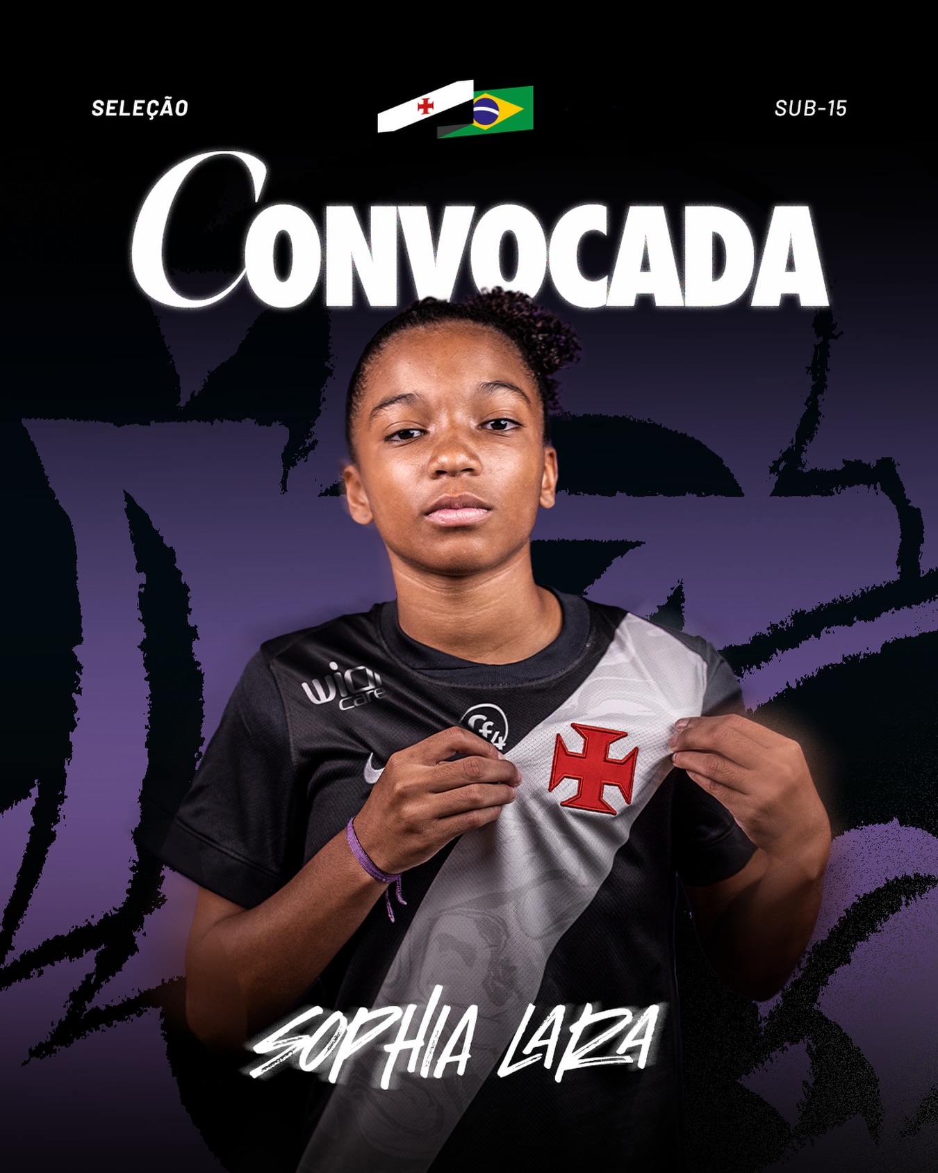 Meia do Vasco, Sophia Lara é chamada para defender a Seleção Sub-15 na Liga Evolução