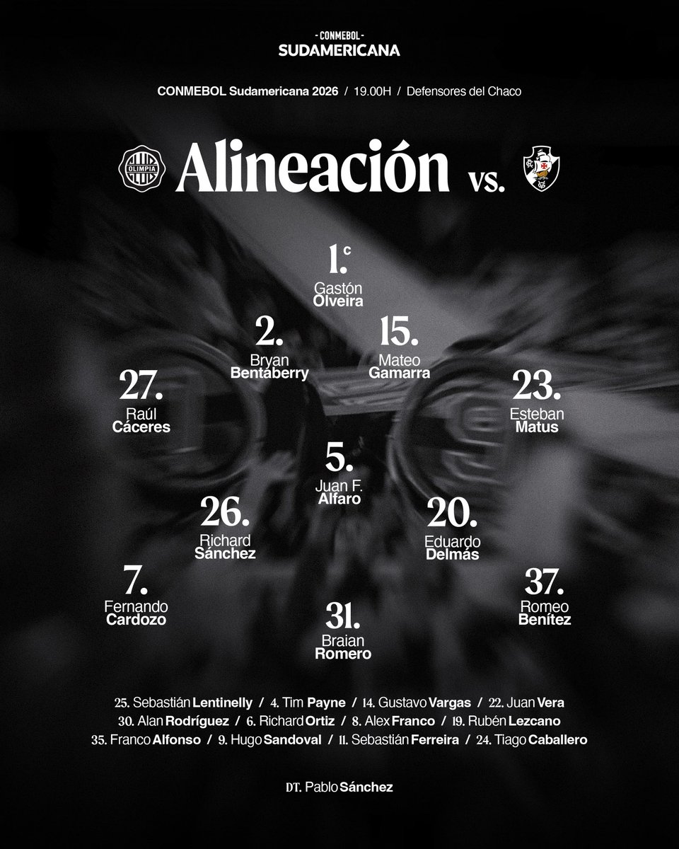 Olimpia define escalação para confronto decisivo contra o Vasco na Sul-americana