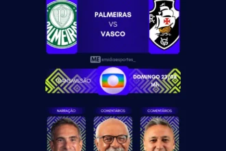 Palmeiras e Vasco se enfrentam pelo Brasileirão com transmissão definida na TV