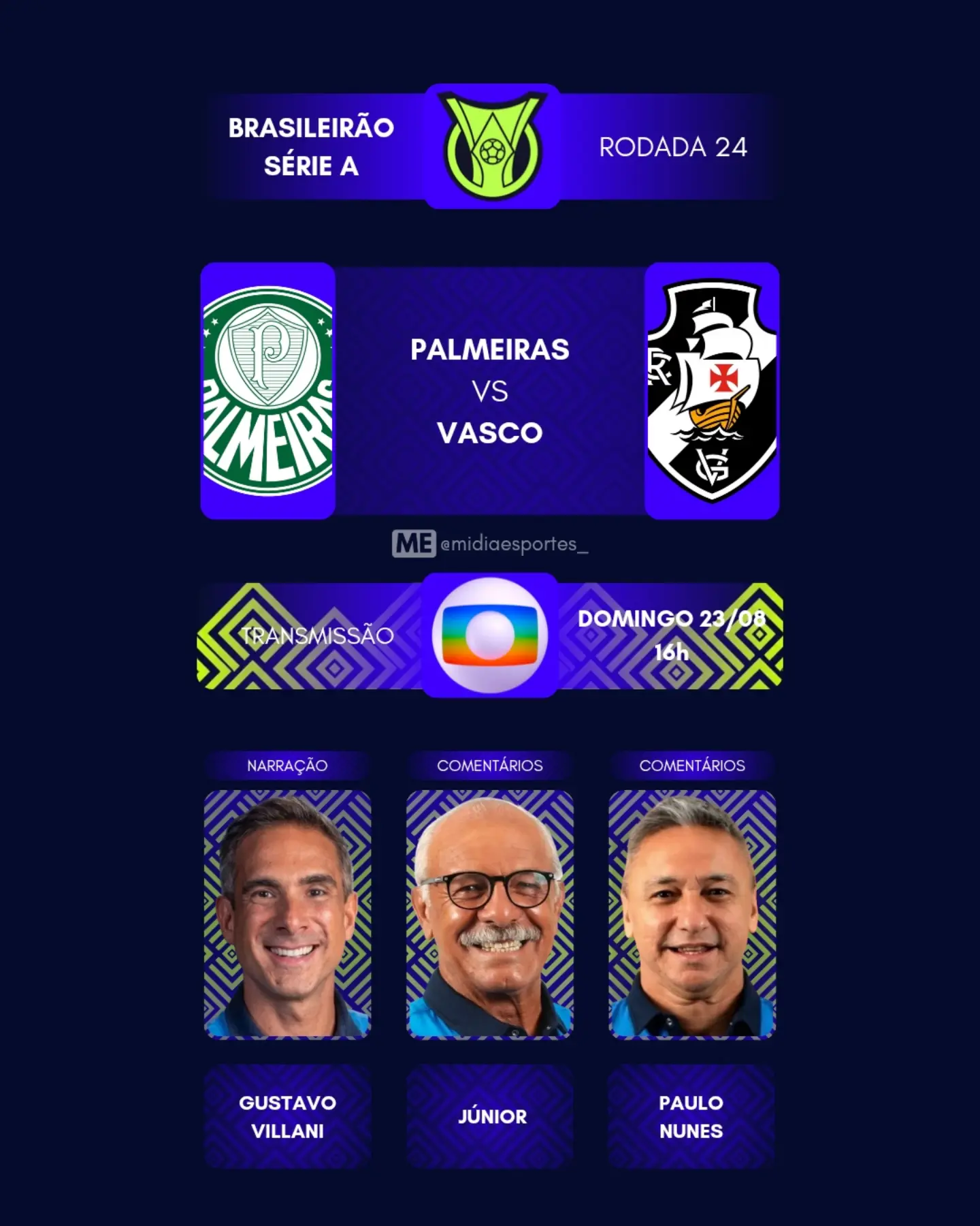 Palmeiras e Vasco se enfrentam pelo Brasileirão com transmissão definida na TV