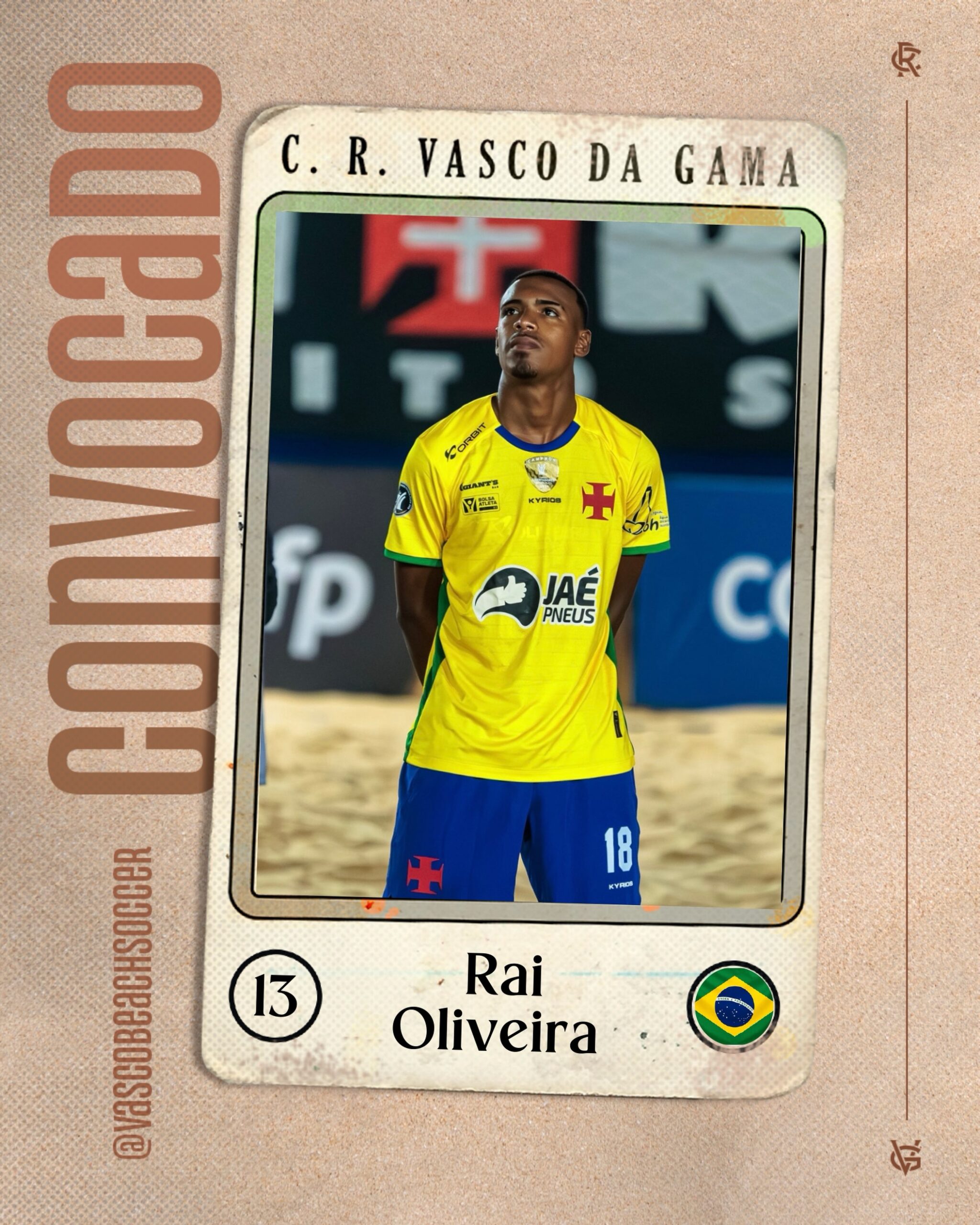 Rai Oliveira é convocado pela Seleção Brasileira para o Sul-americano de Beach Soccer Sub-20