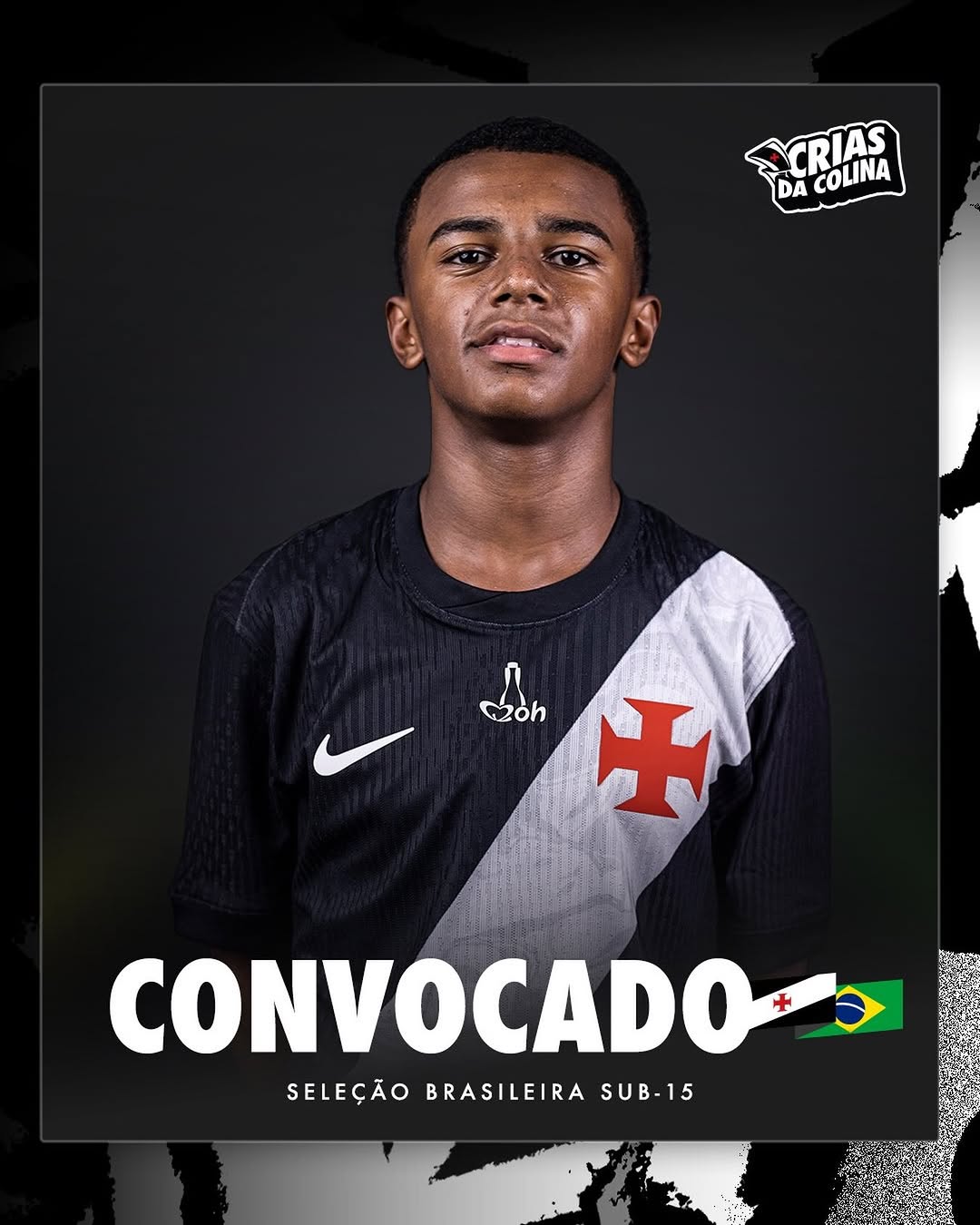 Seleção Brasileira Sub-15 chama o meia vascaíno Diego Bento para duelos contra o Uruguai em agosto