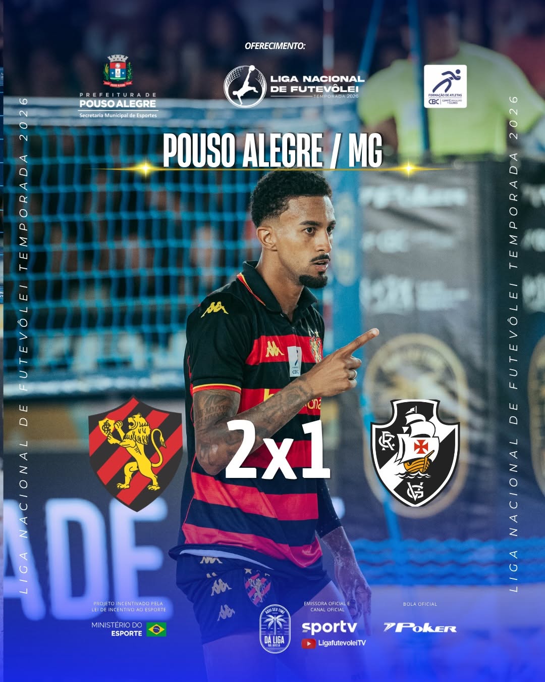 Sport supera Vasco em duelo equilibrado pela Liga Nacional de Futevôlei em Pouso Alegre