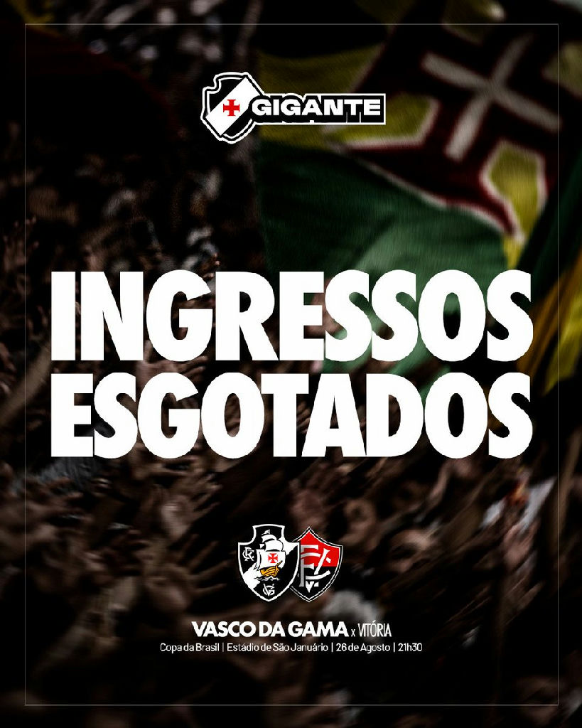 Torcida do VASCO esgota ingressos PARA duelo decisivo contra o Vitória na Copa do Brasil