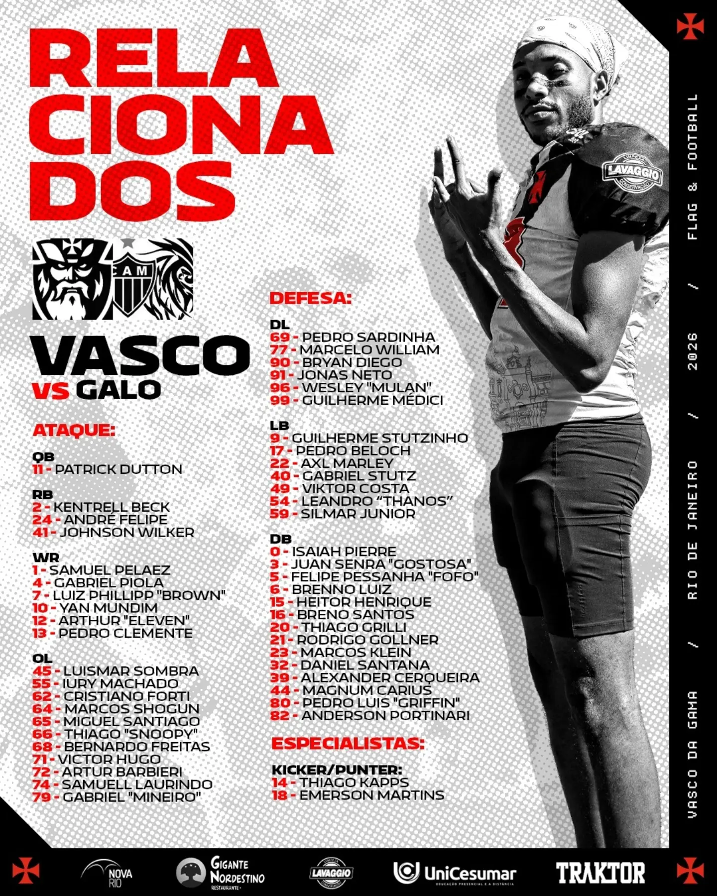 Vasco Almirantes anuncia relacionados para confronto decisivo contra o Galo FA na Superliga