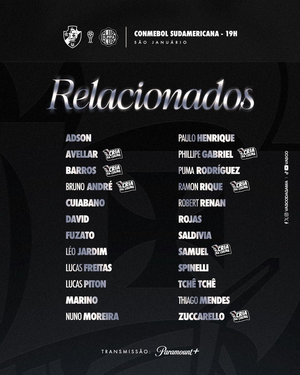Vasco da Gama: desfalques de Jair, Brenner e outros nomes para duelo na Sul-americana