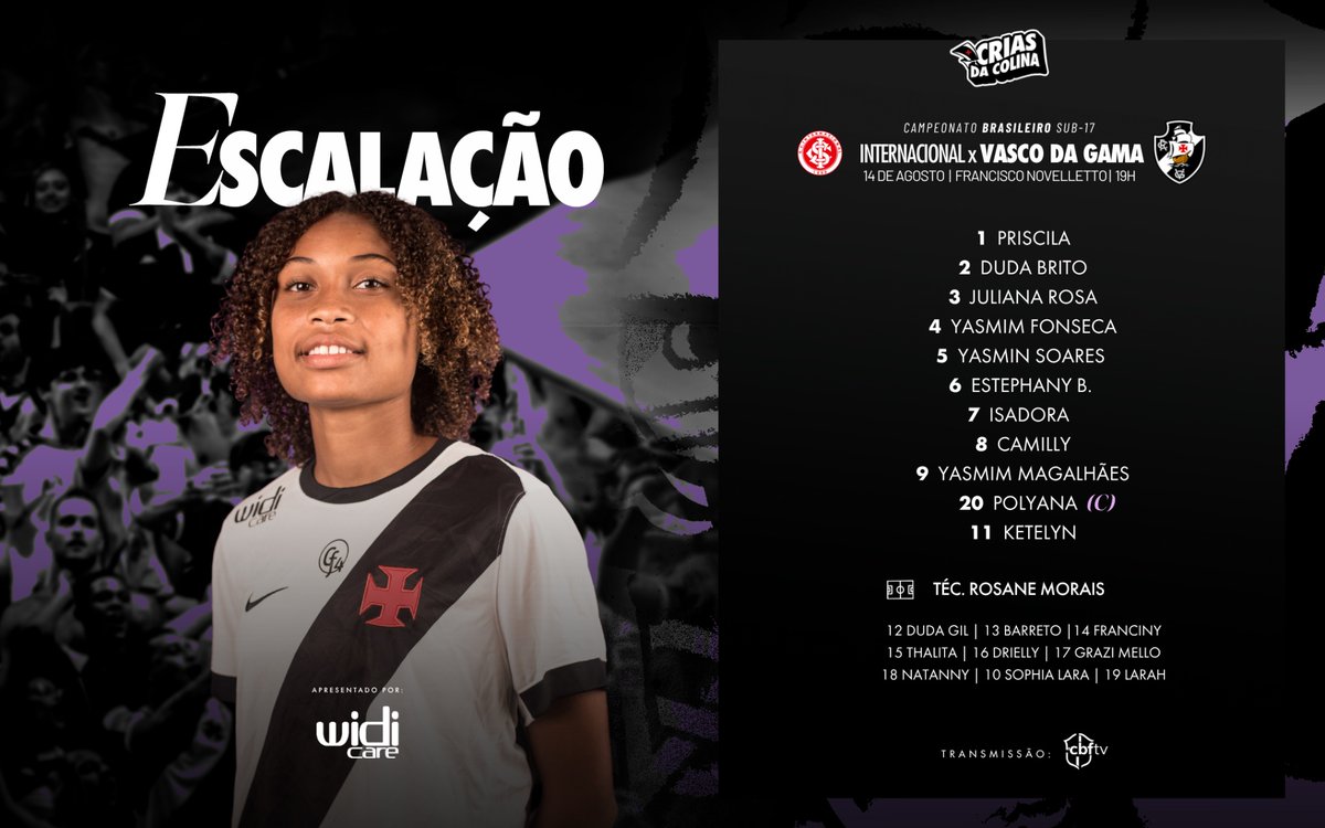 Vasco define time titular para confronto decisivo contra o Internacional no Sub-17