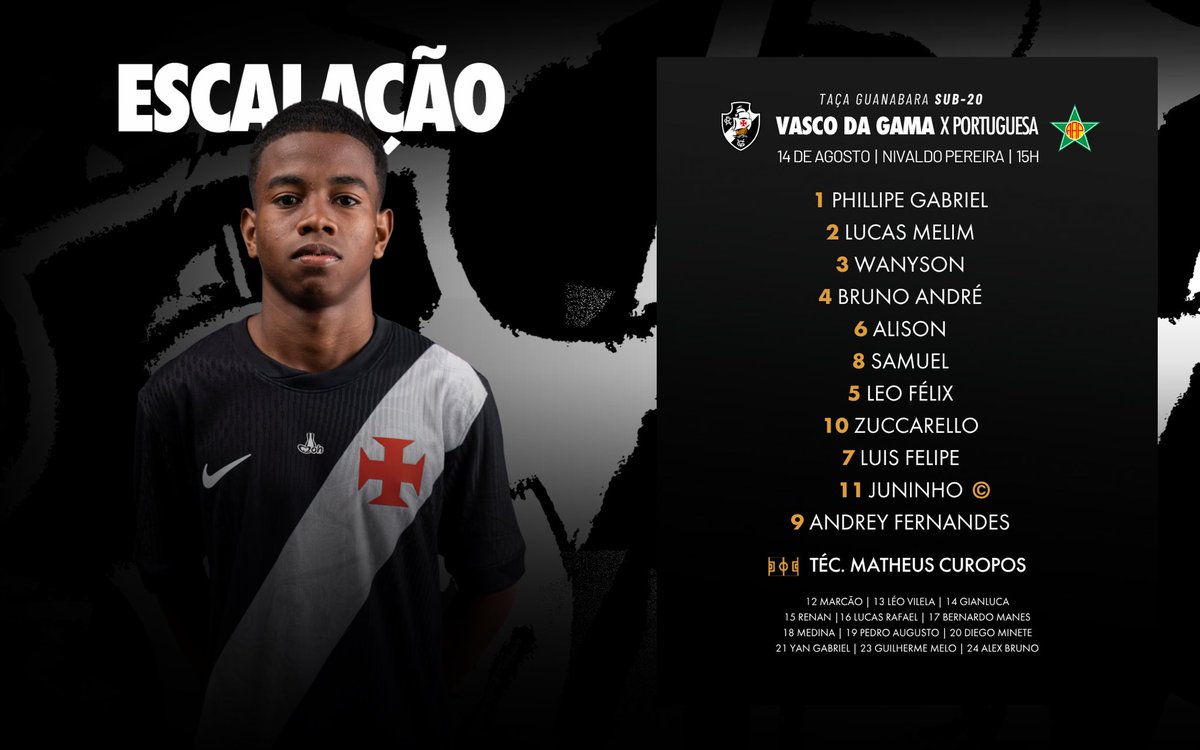 Vasco define time titular para duelo contra a Portuguesa na Taça Guanabara sub-20