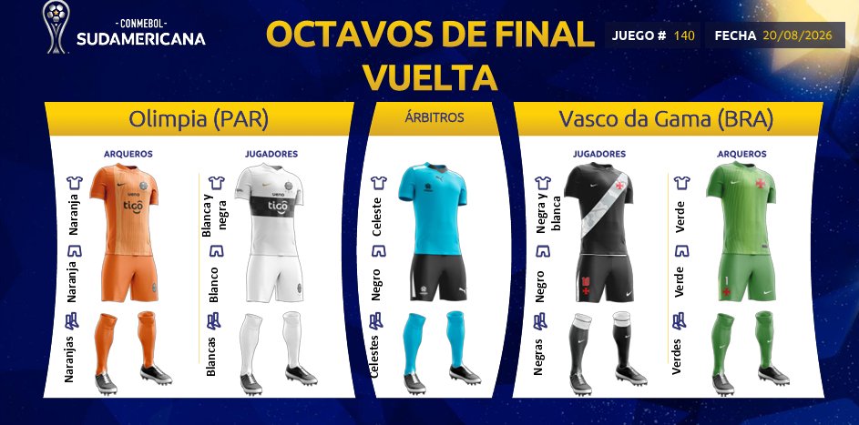 Vasco define uniforme para o confronto decisivo contra o Olimpia pela Sul-americana