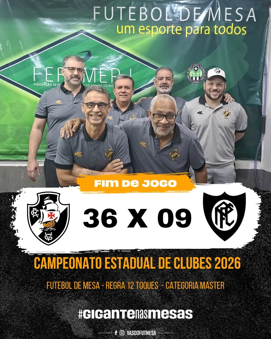 Vasco domina estadual de futebol de mesa e garante vaga na final da categoria master