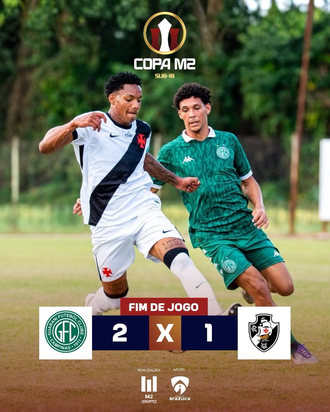 Vasco é superado pelo Guarani e disputará a final prata da Copa M2 Sub-18