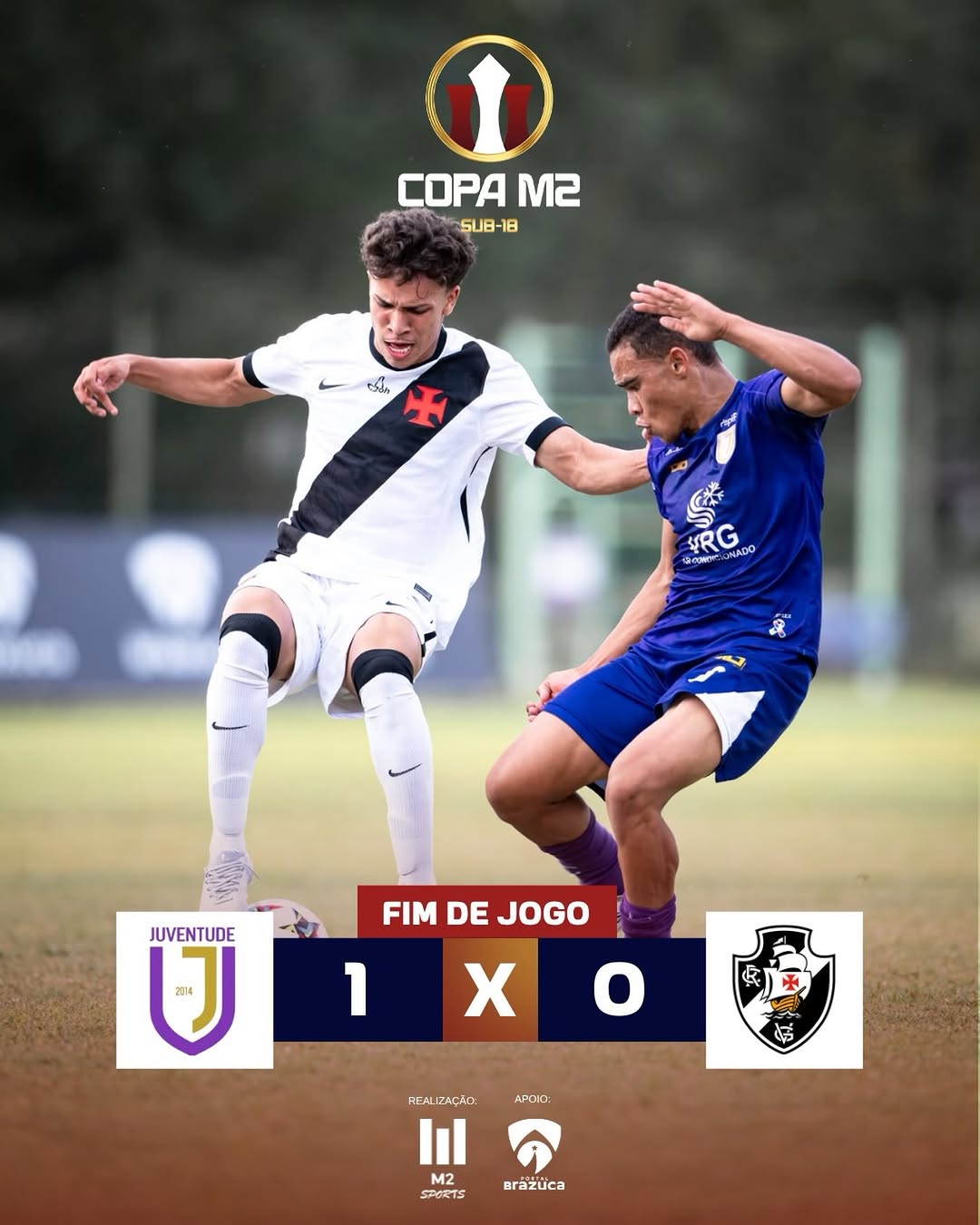 Vasco é superado pelo Juventude por 1 a 0 na rodada de abertura da Copa M2 sub-18