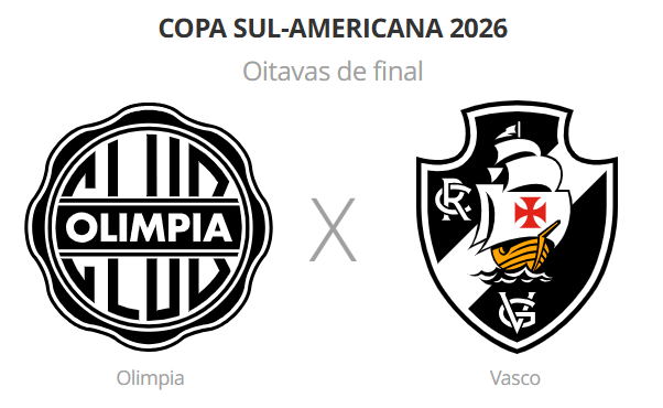 Vasco enfrenta Olimpia no Paraguai por vaga nas quartas da Sul-americana