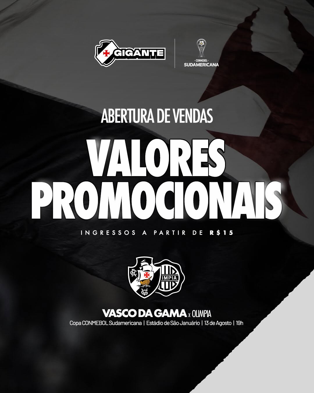 Vasco inicia venda de ingressos para duelo contra o Olimpia na Sul-americana