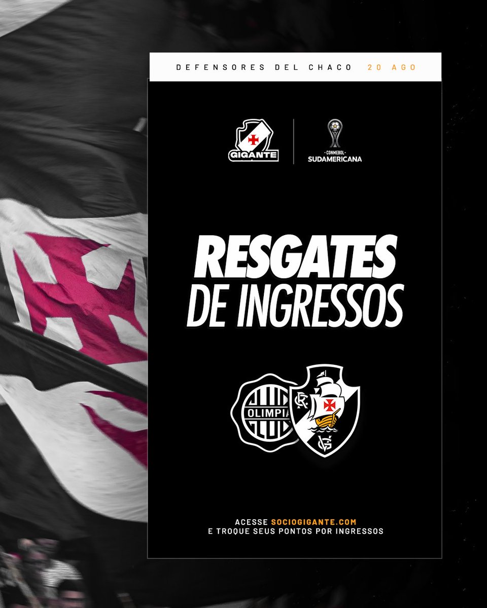 Vasco libera resgate de ingressos para duelo contra o Olimpia no Paraguai