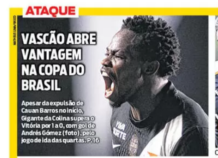 Vasco supera expulsão e vence Vitória na Copa do Brasil