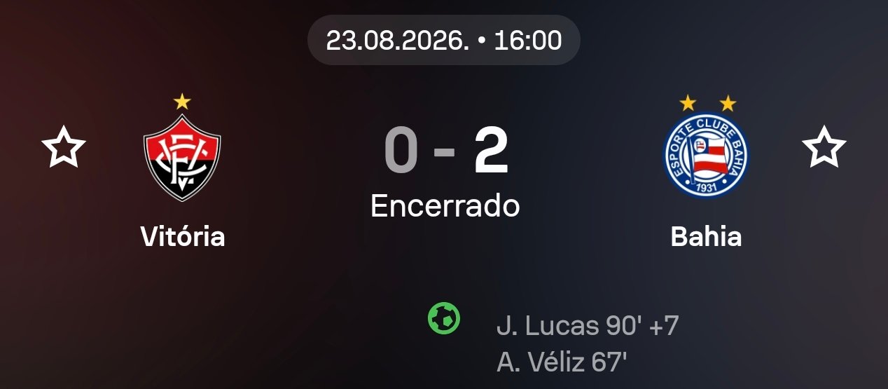 Vitória é superado pelo Bahia antes de duelo decisivo contra o Vasco