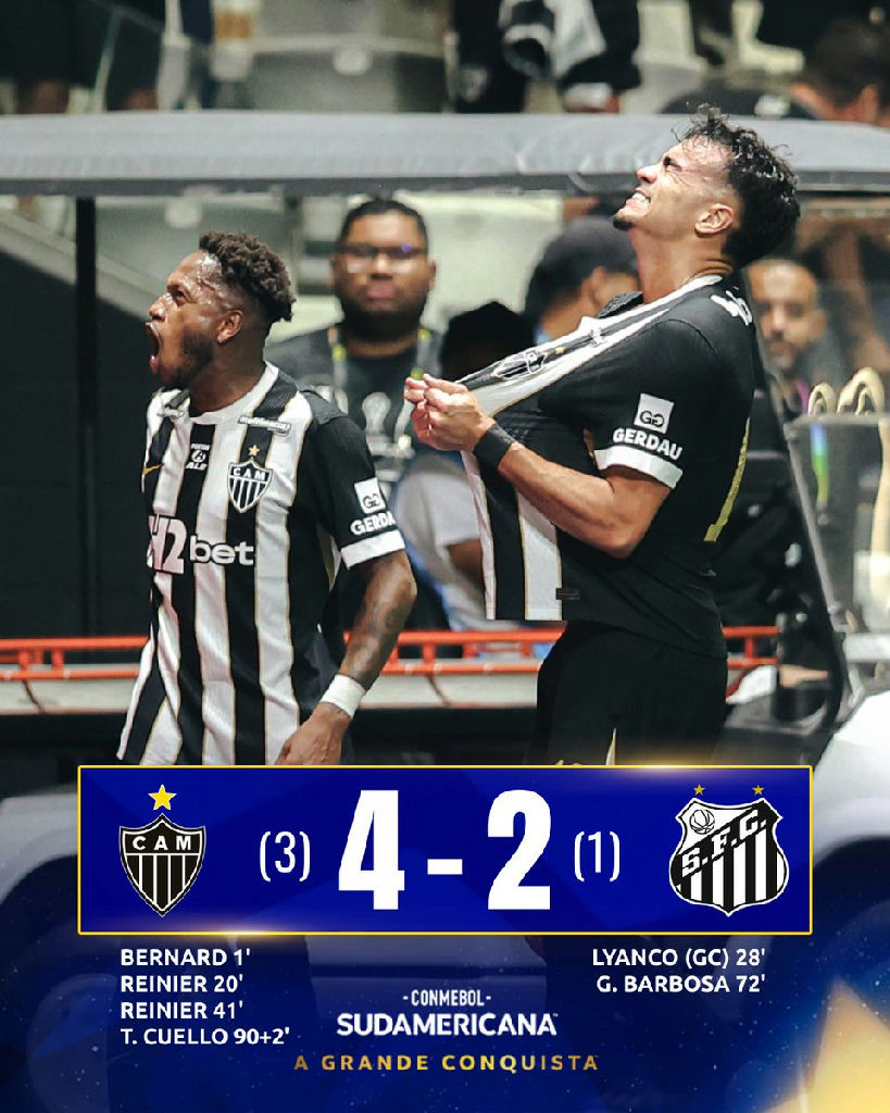 Atlético-mg supera o Santos e garante vaga na semifinal da Copa Sul-americana