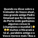 Carlos Alberto defende trabalho de Pedro Emanuel no comando do Vasco