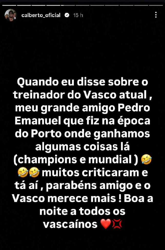 Carlos Alberto defende trabalho de Pedro Emanuel no comando do Vasco