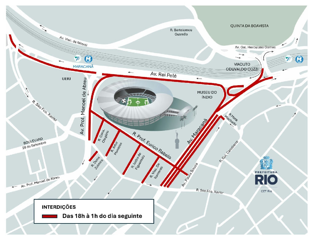 Cet-rio define esquema de trânsito para clássico entre Fluminense e Vasco no Maracanã