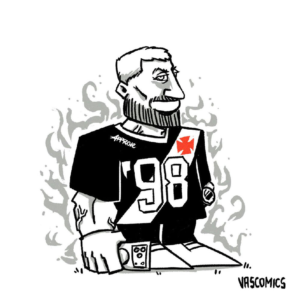 Charge de Pedrinho com uniforme da NFL celebra conexão do Vasco com futebol americano