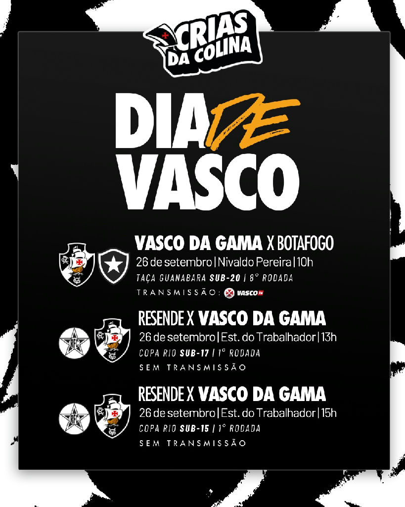 Crias da colina em campo: Vasco da Gama tem rodada tripla na base com clássico e estreias
