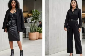 Estratégias de moda para dominar o look preto com sofisticação e texturas variadas