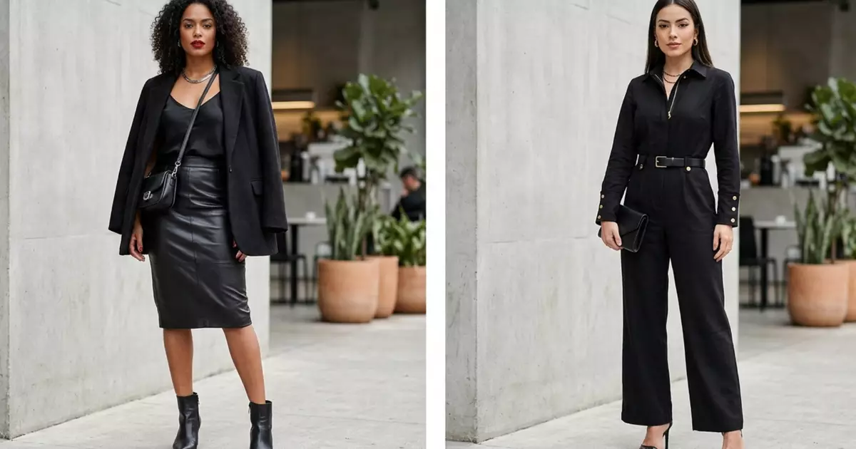 Estratégias de moda para dominar o look preto com sofisticação e texturas variadas