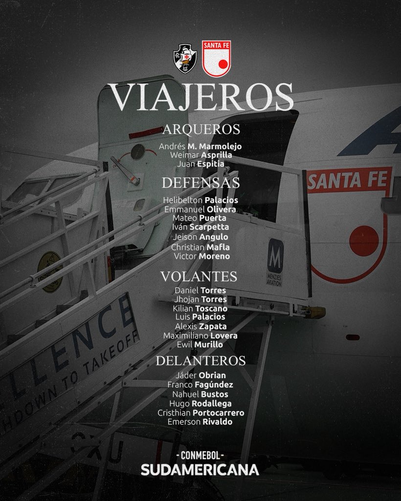 Independiente Santa Fe revela lista de jogadores para duelo crucial na Sudamericana