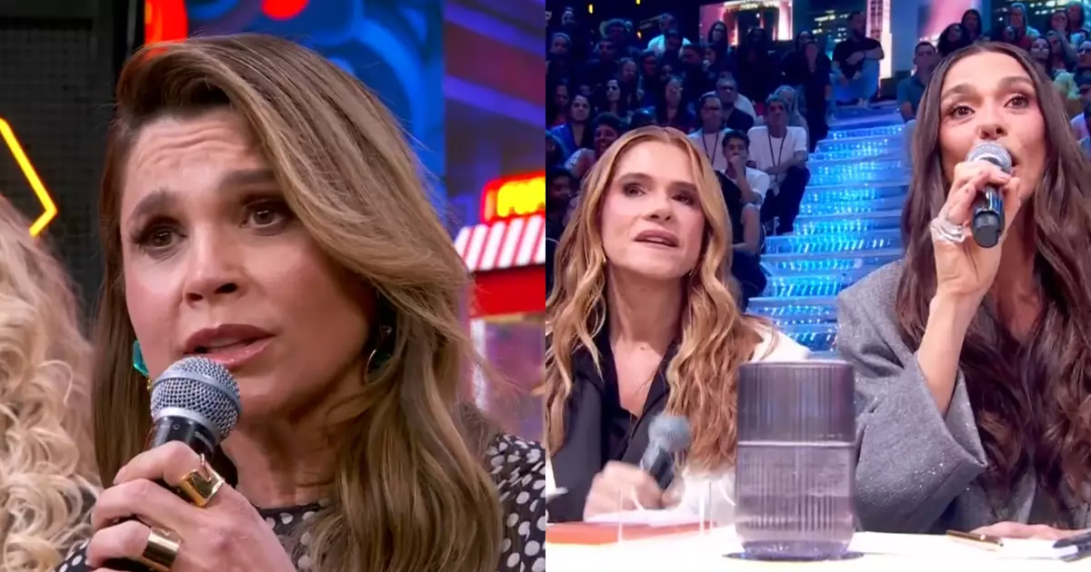 Ingrid Guimarães e Mônica Martelli rebatem Flávia Alessandra durante Domingão