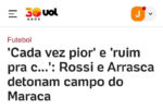 Jogadores criticam gramado do Maracanã após desgaste excessivo