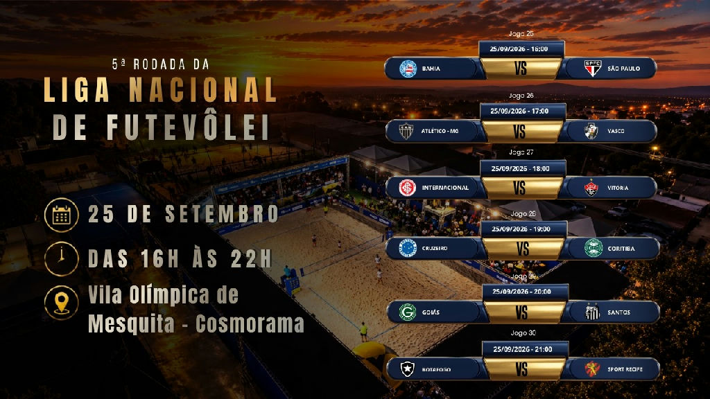 Liga Nacional de Futevôlei movimenta a Vila Olímpica de Mesquita com a 5ª rodada