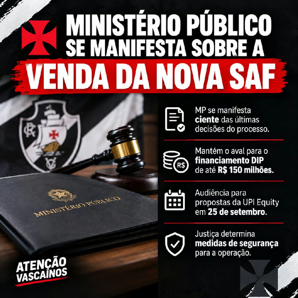 Ministério Público avaliza passos para venda da nova SAF do Vasco