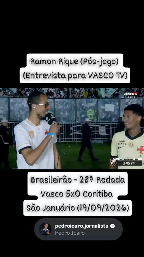 Ramon Rique celebra primeiro gol profissional em goleada do Vasco