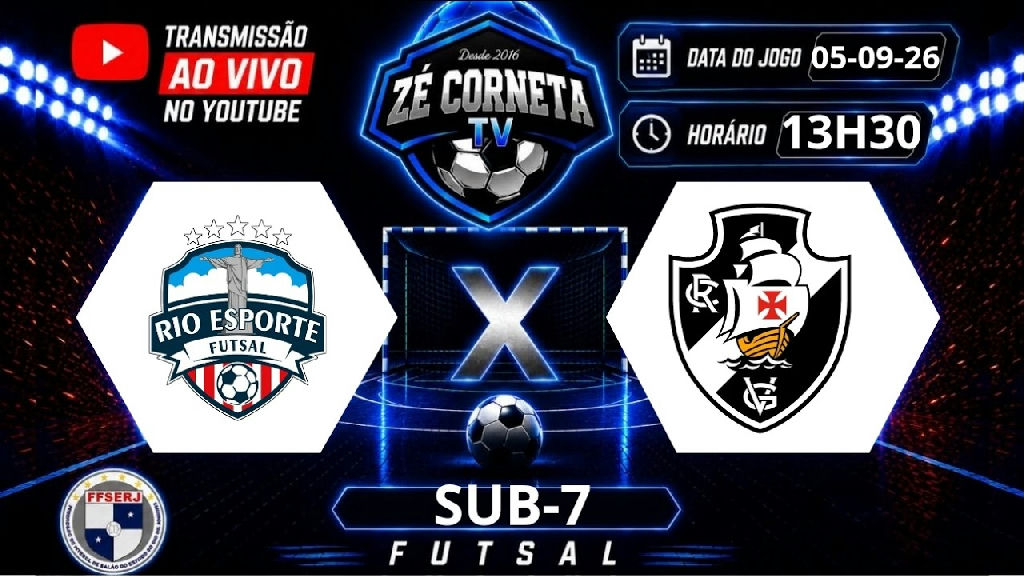 Rio Esporte e Vasco se enfrentam pelo Campeonato Estadual de Futsal Sub-7