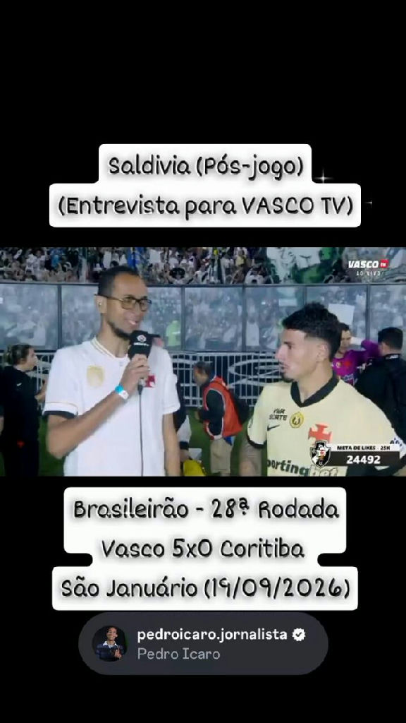Saldivia avalia desempenho do Vasco após goleada histórica no Brasileirão
