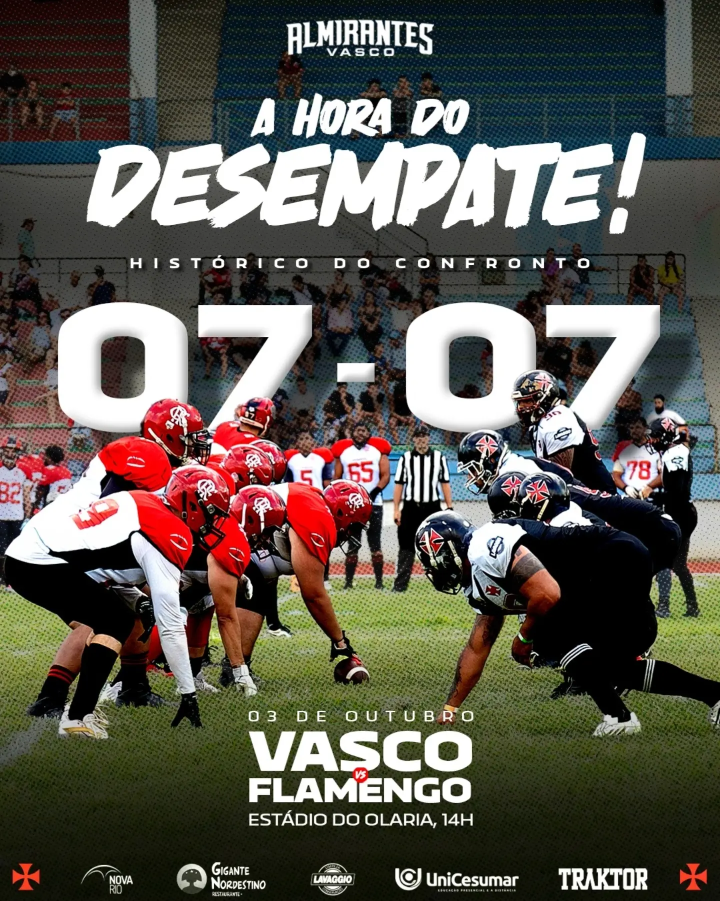 Vasco Almirantes e Flamengo decidem supremacia em clássico de futebol americano