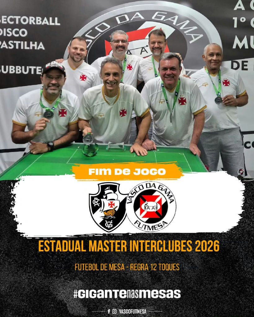 Vasco conquista vice-campeonato estadual master de futebol de mesa