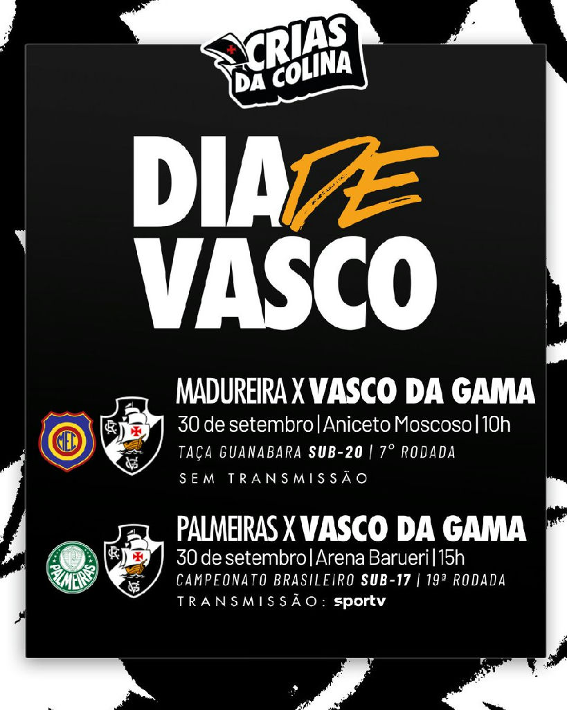 Vasco da Gama movimenta categorias de base com rodada dupla nesta quarta-feira