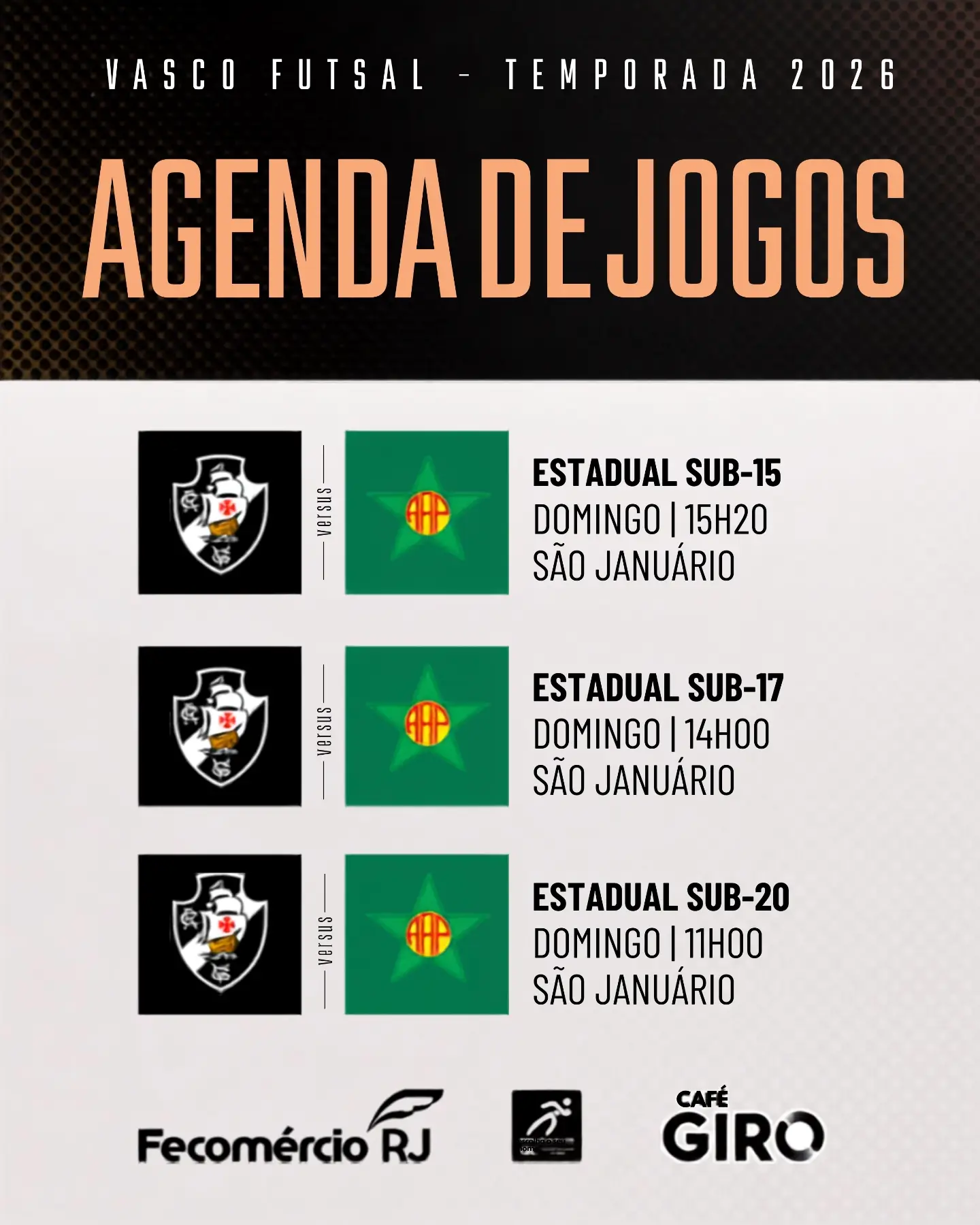 Vasco da Gama recebe Portuguesa em São Januário para rodada tripla do futsal estadual