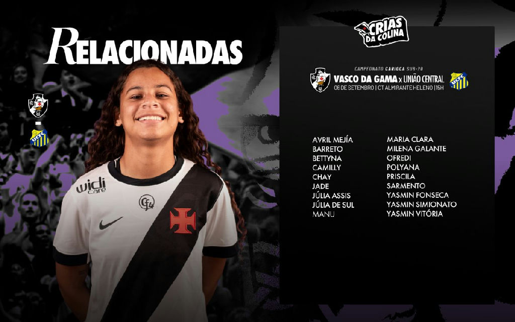 Vasco define elenco para confronto contra o União Central pelo Carioca Sub-20